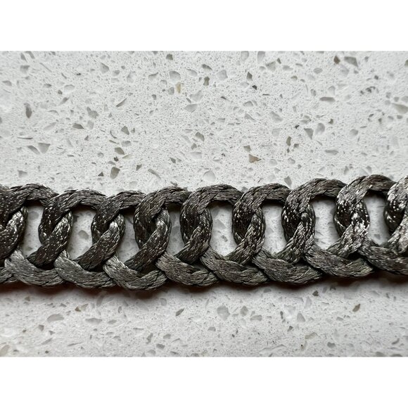 Braided Stainless Steel Necklace Plaited Vintage Wide Choker 17” Plaited - Picture 3 of 6